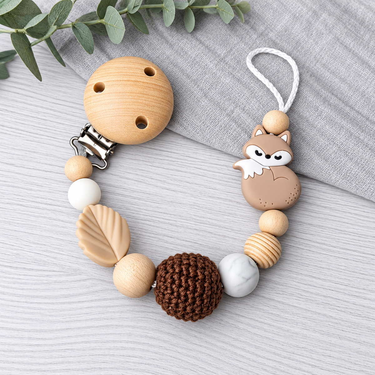 Schnullerkette Fuchs beige