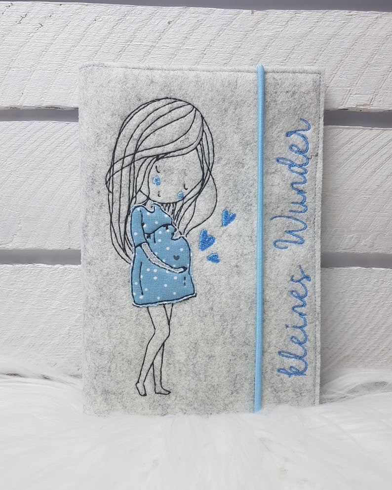 Mutterpasshülle liebe im Bauch blau