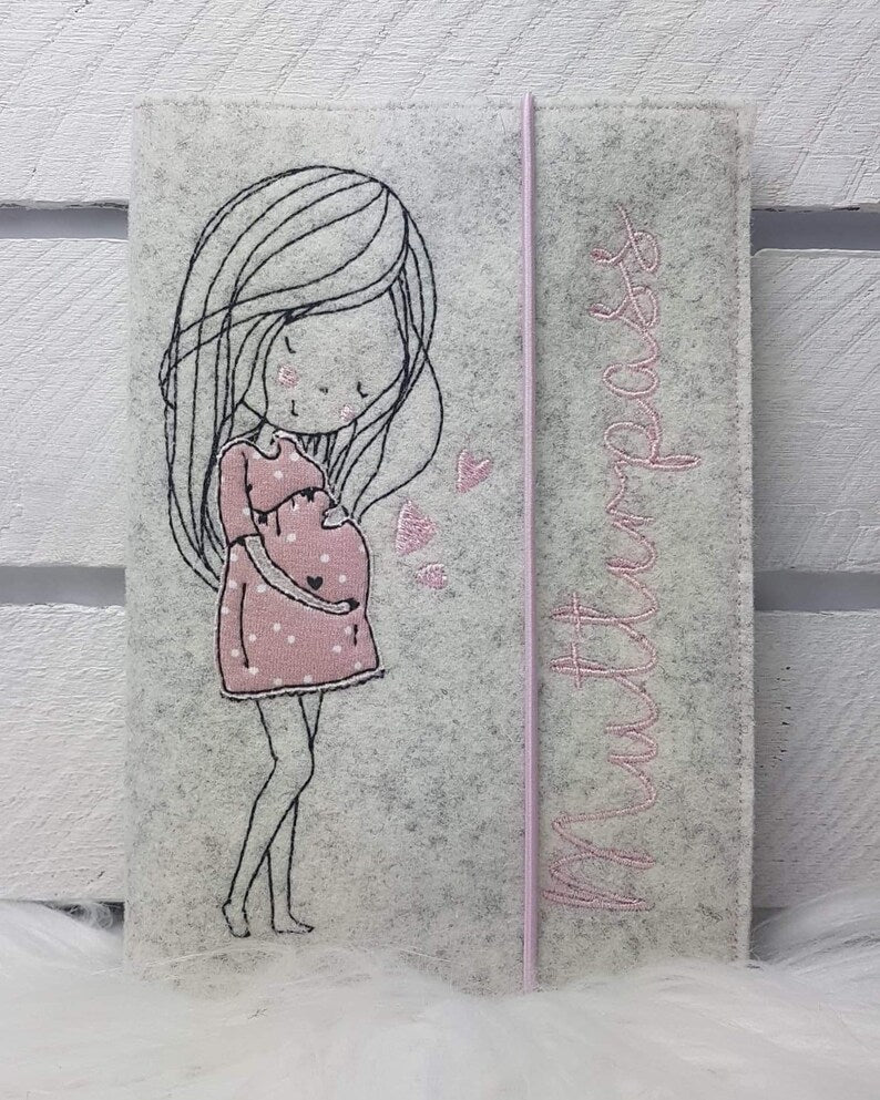 Mutterpasshülle liebe im Bauch rosa