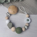 Schnullerkette Blume olive