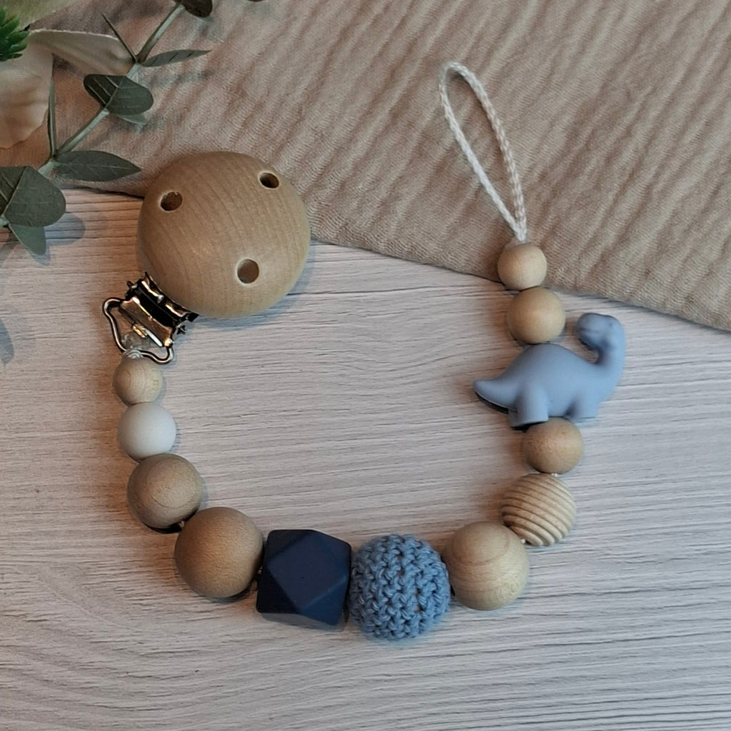 Schnullerkette Dino blau